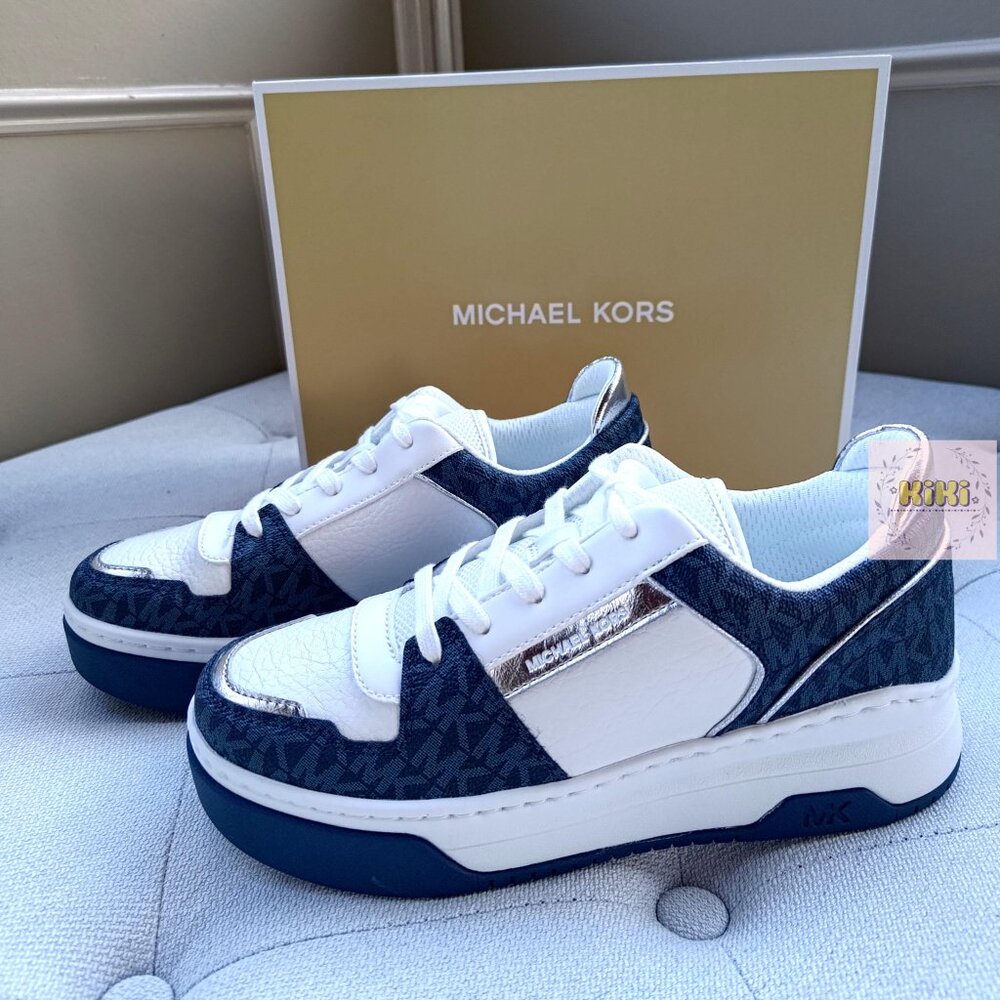 Michael Kors Lexi Mixed-Media Sneaker color admiral 49T5LXFS1L - Picture 4 of 13